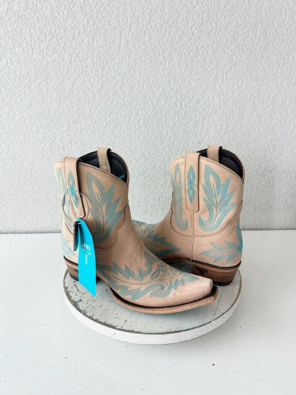 Lane LEXINGTON Womens Sand and Stream Cowboy Bootie Western Cowgirl Boots Sz 8